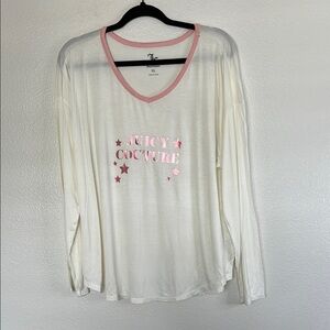 NWOT Juicy Couture Cream and Pink Long Sleeve Graphic Tee sz XL